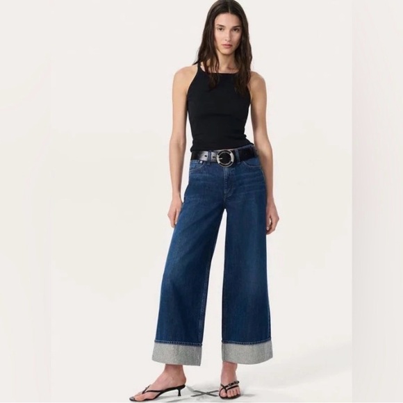 rag & bone Dark Blue Wide-Leg Cropped Jeans - Picture 4 of 5